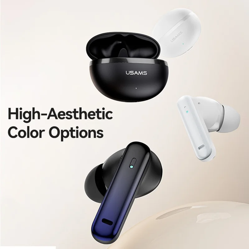 USAMS Echo E02 Wireless In-Ear Earbuds Bluetooth-Compatible 5.3 ANC + ENC Noise Cancelling Headphones - White