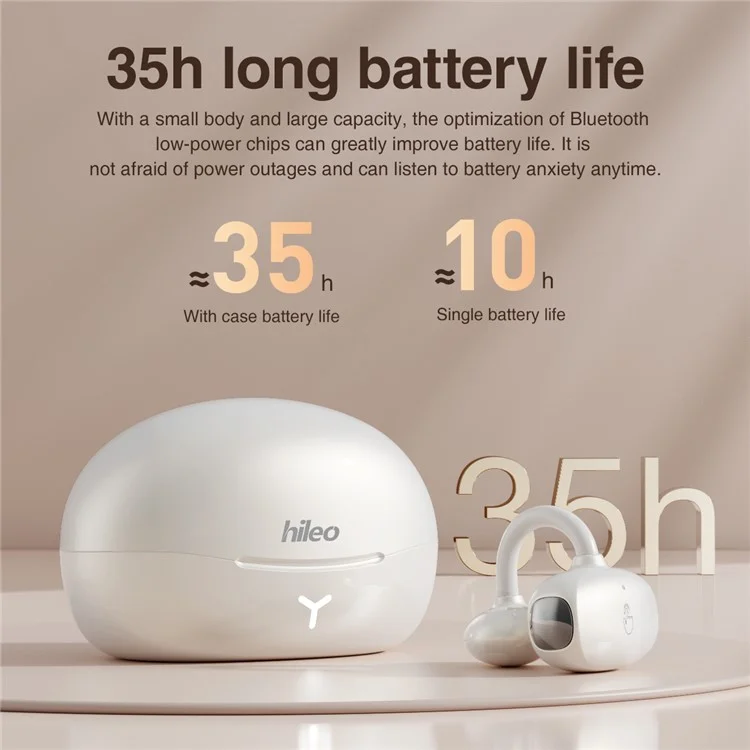 HILEO Hi85 Ear-Clip Wireless Headphones Bluetooth-Compatible Stereo Earbuds Button  /  Touch Operation ENC Earphones - White