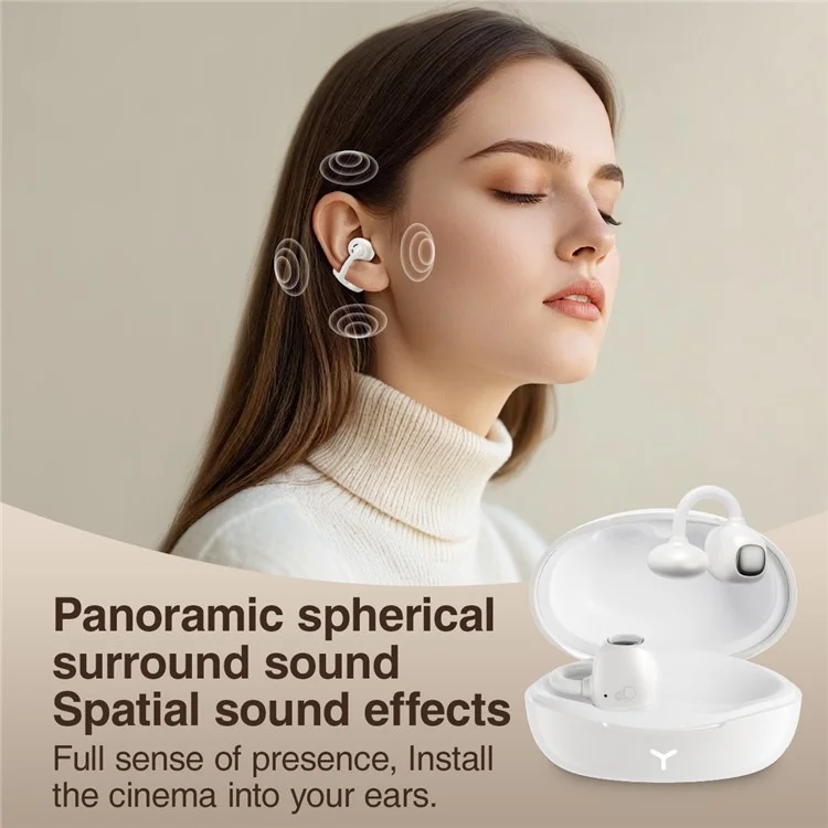 HILEO Hi85 Ear-Clip Wireless Headphones Bluetooth-Compatible Stereo Earbuds Button  /  Touch Operation ENC Earphones - White
