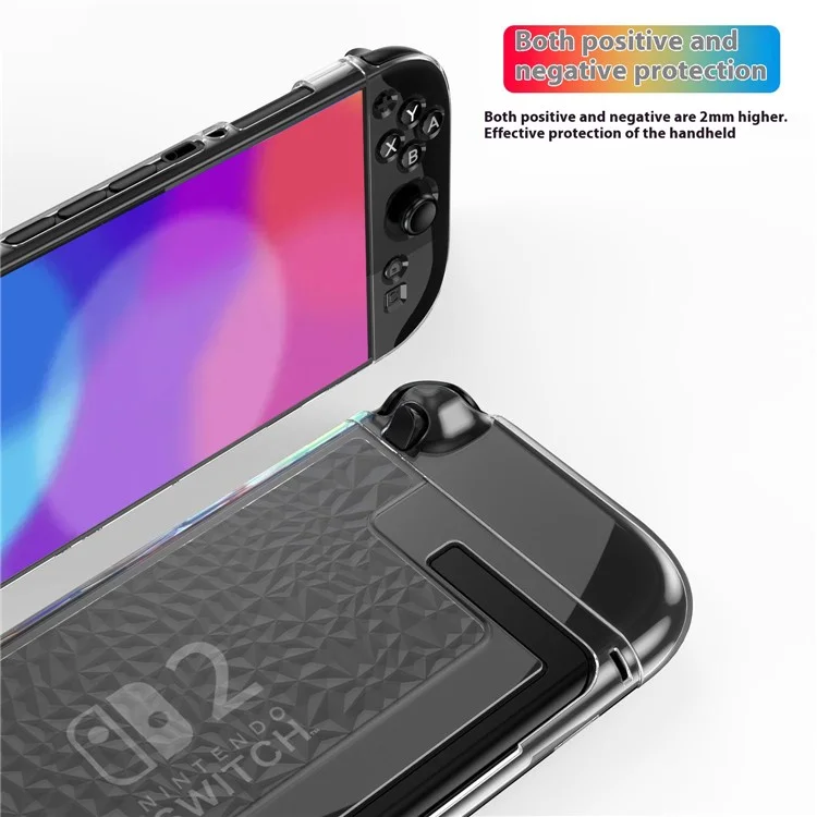 SW2D05 Для игровой консоли Nintendo Switch 2 Прозрачный чехол с алмазной текстурой из TPU + PC с разделенной защитой