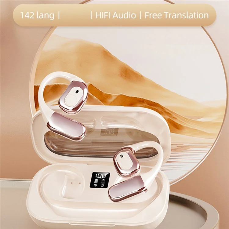 T23 Bluetooth-compatible Headset Noise Cancelling Multi Language Translation Calling Music Wireless Earphones - Black