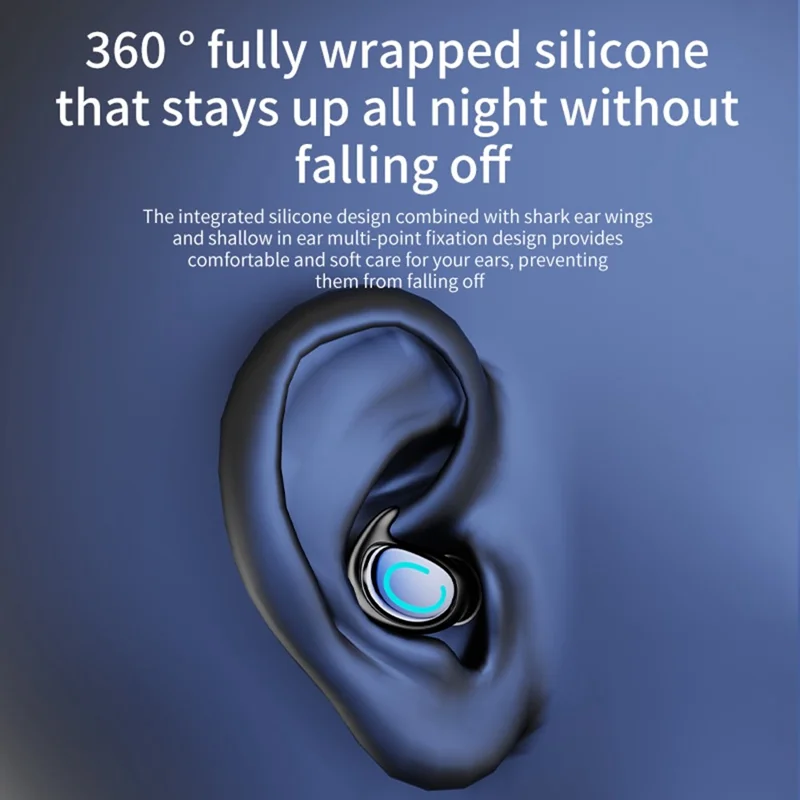 Q9 Wireless Mini Single Earbud Noise Cancelling Invisible In-Ear Headphone for Sleep - Blue