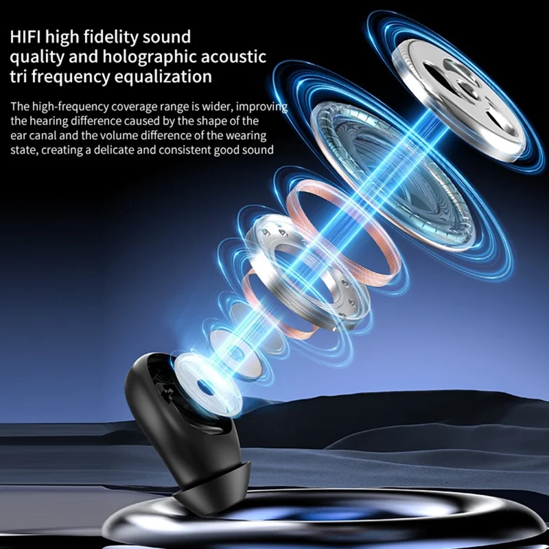 Q9 Wireless Mini Single Earbud Noise Cancelling Invisible In-Ear Headphone for Sleep - Black