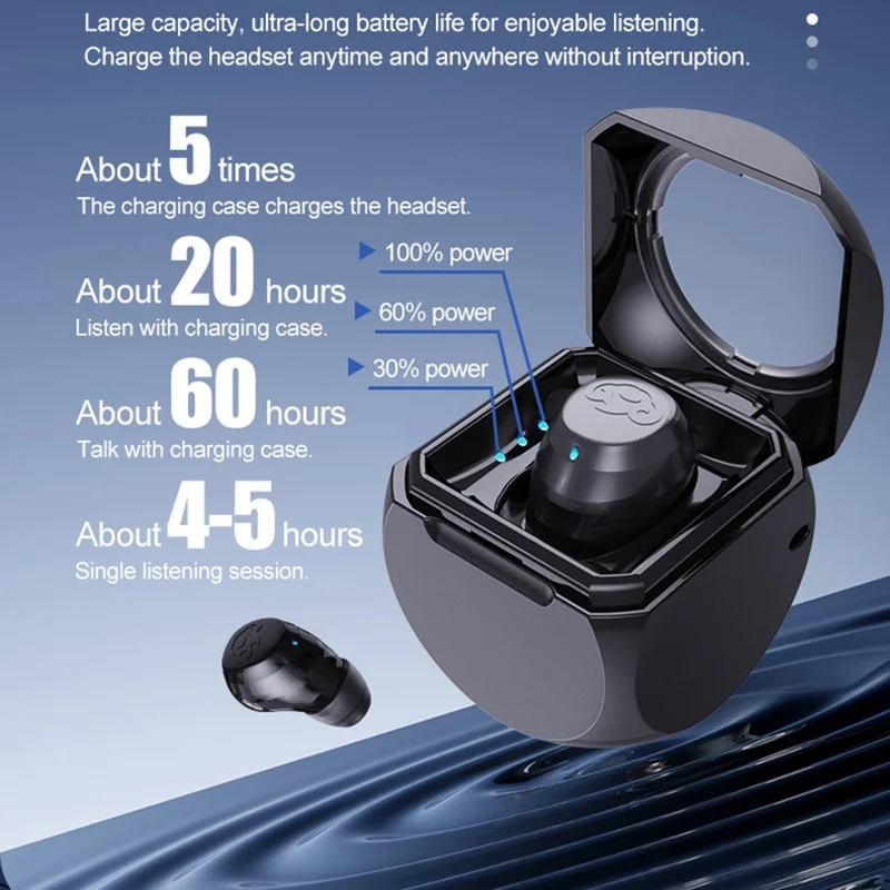 Q1 Mini Auricular Inalámbrico Bluetooth 5.4 Monoaural Invisible para Dormir - Negro