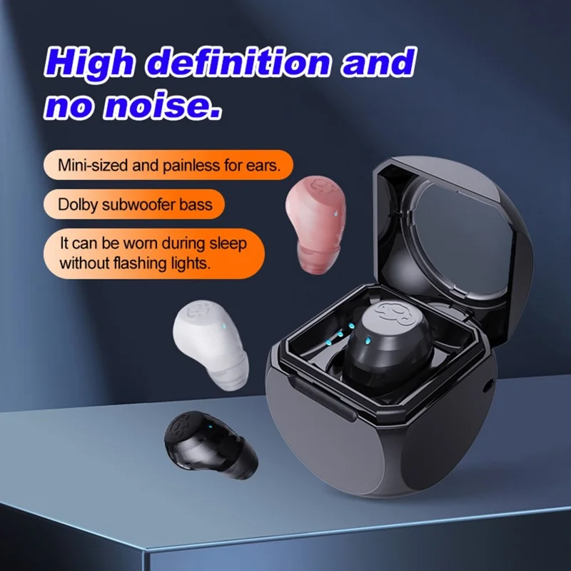 Q1 Mini Single Earbud Wireless Bluetooth-Compatible 5.4 Headphone Invisible Sleep Earpiece - Apricot