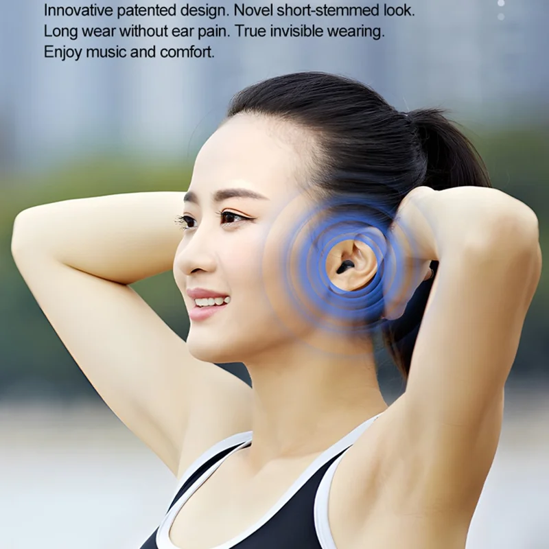 Q1 Mini Single Earbud Wireless Bluetooth-Compatible 5.4 Headphone Invisible Sleep Earpiece - Apricot