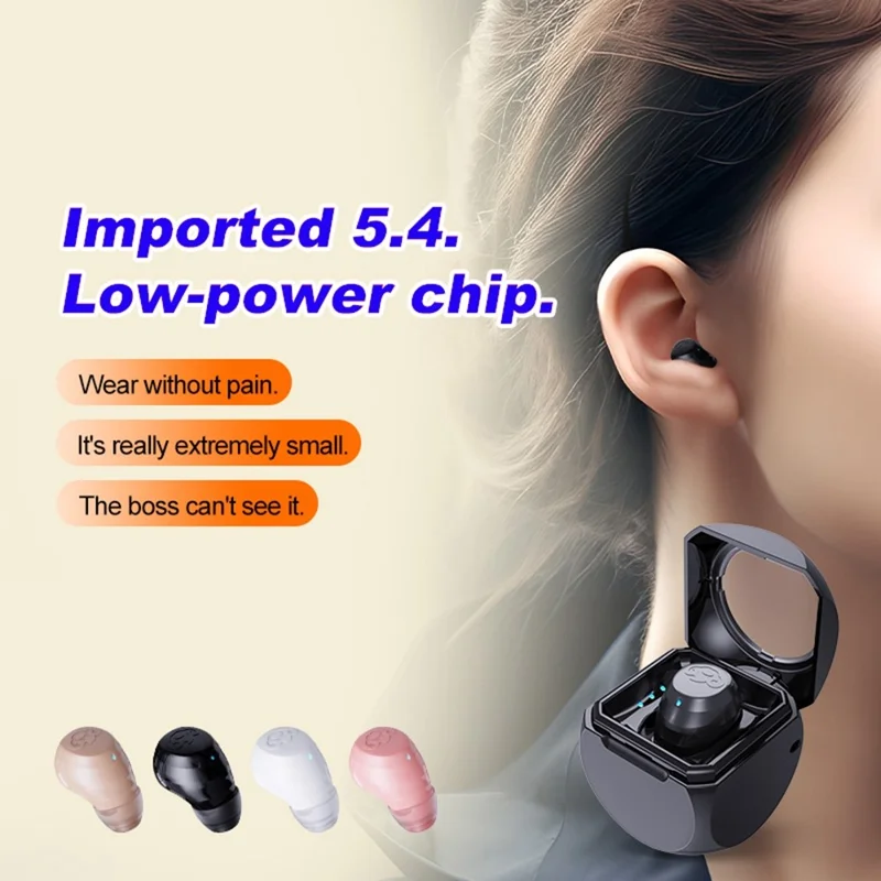 Q1 Mini Single Earbud Wireless Bluetooth-Compatible 5.4 Headphone Invisible Sleep Earpiece - Apricot