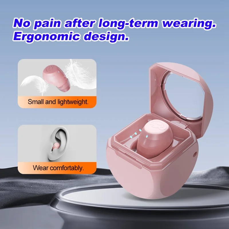 Q1 Mini Single Earbud Wireless Bluetooth-Compatible 5.4 Headphone Invisible Sleep Earpiece - Apricot