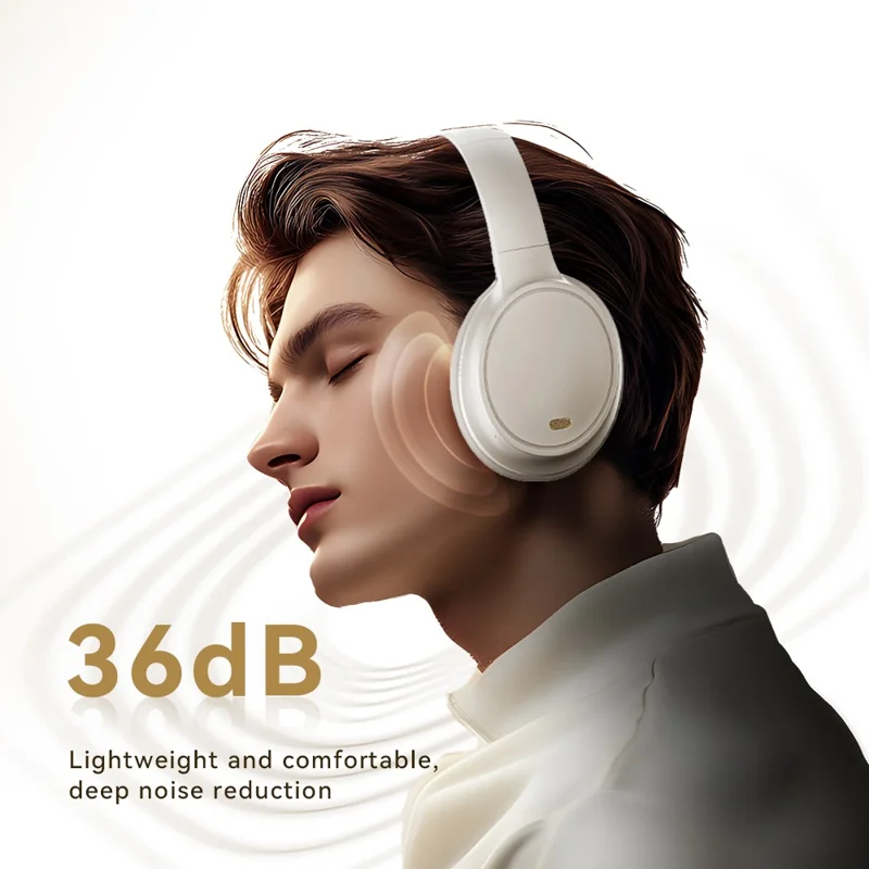 EL-GT10 Bluetooth-Compatible Headphone Active Noise Cancelling Over Ear Wireless Gaming Music Headset - White
