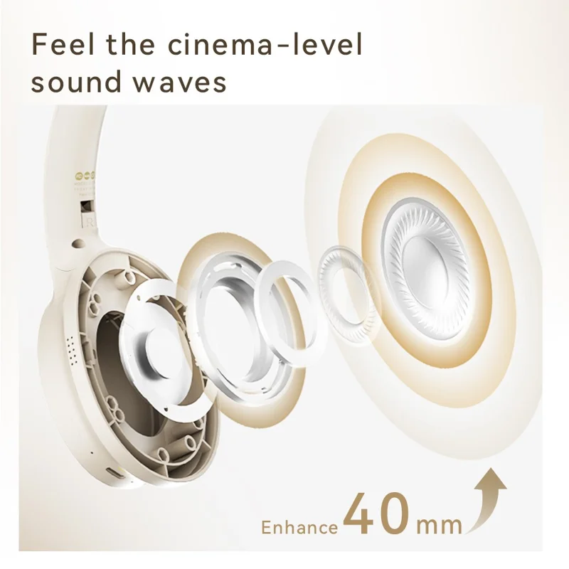 EL-GT10 Bluetooth-Compatible Headphone Active Noise Cancelling Over Ear Wireless Gaming Music Headset - White