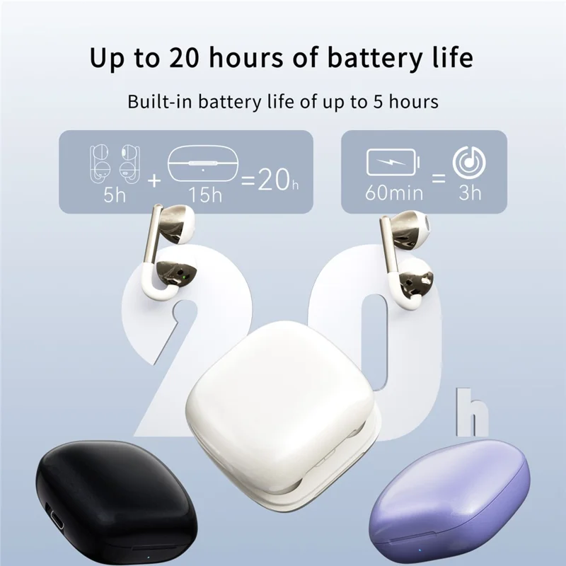 F22 Ear Clip OWS Bluetooth-Compatible Earbuds ENC Noise Reduction Semi In Ear Gaming Earphones - Red