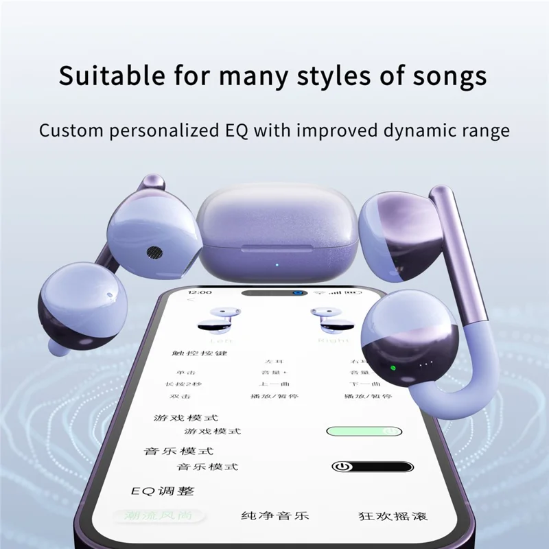 F22 Ear Clip OWS Bluetooth-Compatible Earbuds ENC Noise Reduction Semi In Ear Gaming Earphones - Red