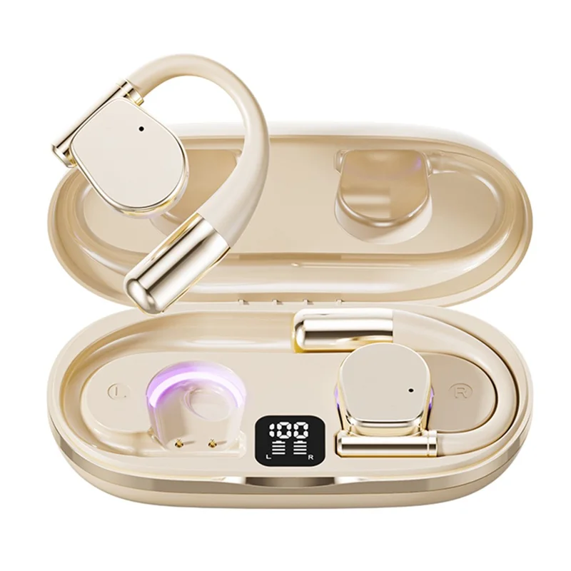 M111 Bluetooth-compatible 5.4 Earbuds Noise Reduction HD Audio Open Ear Wireless Headphones - Nude