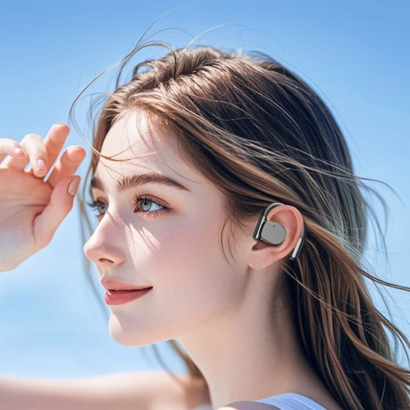 M111 Bluetooth-compatible 5.4 Earbuds Noise Reduction HD Audio Open Ear Wireless Headphones - Nude