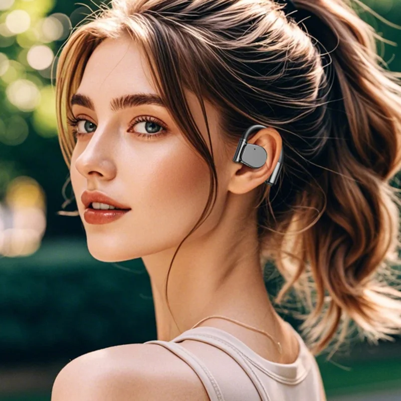 M111 Bluetooth-compatible 5.4 Earbuds Noise Reduction HD Audio Open Ear Wireless Headphones - Nude