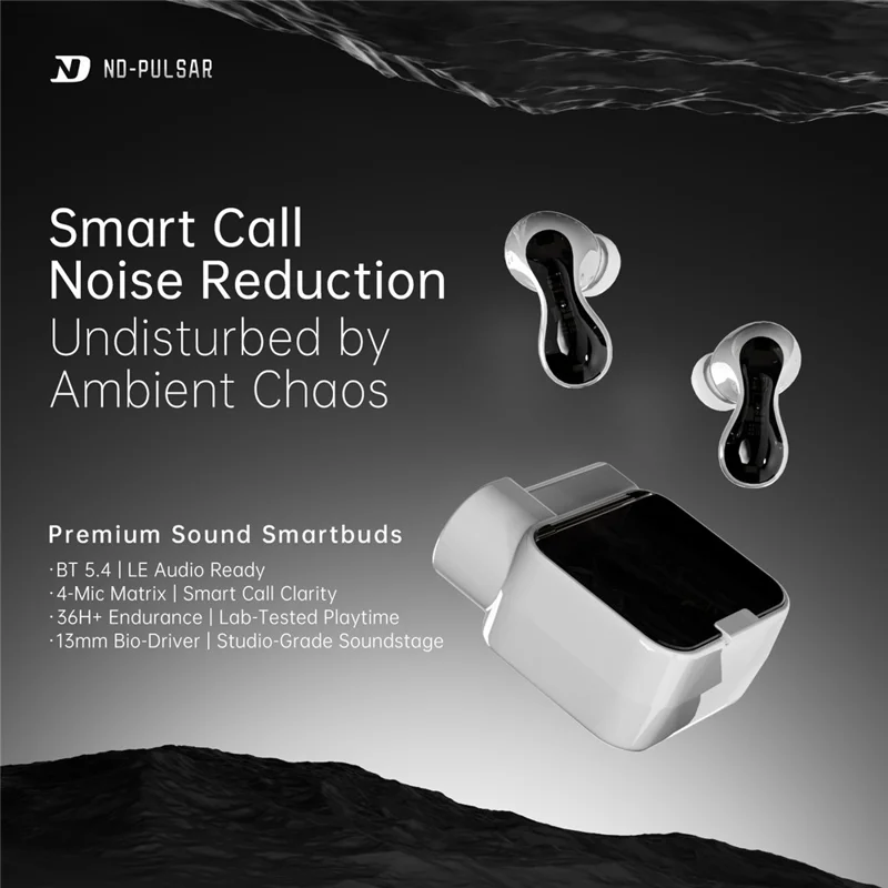 ND Pulsar Cuffie Bluetooth con Driver Dinamico HIFI da 13mm In-Ear con 4 Microfoni - Bianco