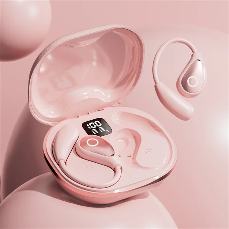 M95 Ear Hook Wireless Earbuds HiFi Sound Bluetooth-Compatible Earphones for Sports  /  Workout  /  Exercise - Pink