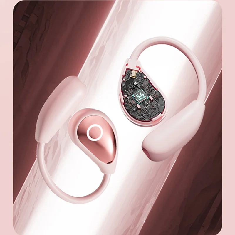 M95 Ear Hook Wireless Earbuds HiFi Sound Bluetooth-Compatible Earphones for Sports  /  Workout  /  Exercise - Pink