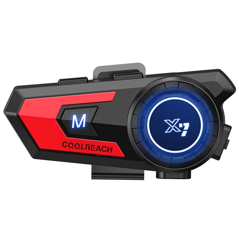 COOLREACH X7 Motorcycle Helmet Bluetooth-Compatible Headset Waterproof Wireless Earpiece with 2 in 1 Soft and Hard Mic - Red