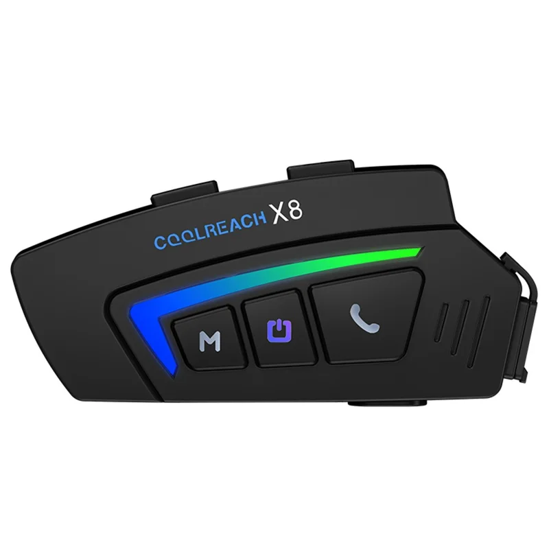 COOLREACH X8 Motorcycle Helmet Bluetooth-Compatible Headset Wireless Riding Waterproof Earphones with RGB Light - Hard Mic