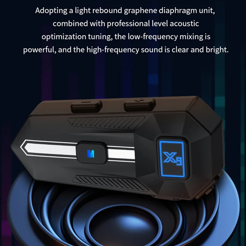 X9 Motorcycle Helmet Bluetooth-Compatible Headset Waterproof Wireless Riding Earphones - White / Hard Mic