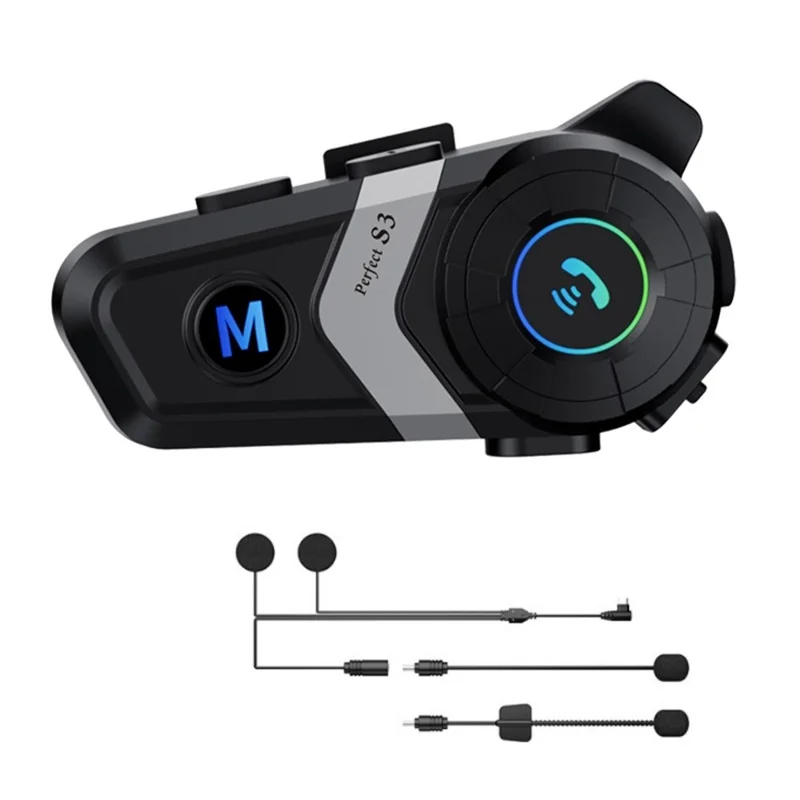 S3 Motorcycle Helmet Bluetooth-Compatible Headset Waterproof Wireless Earphones with 2 in 1 Soft and Hard Mic - Silver