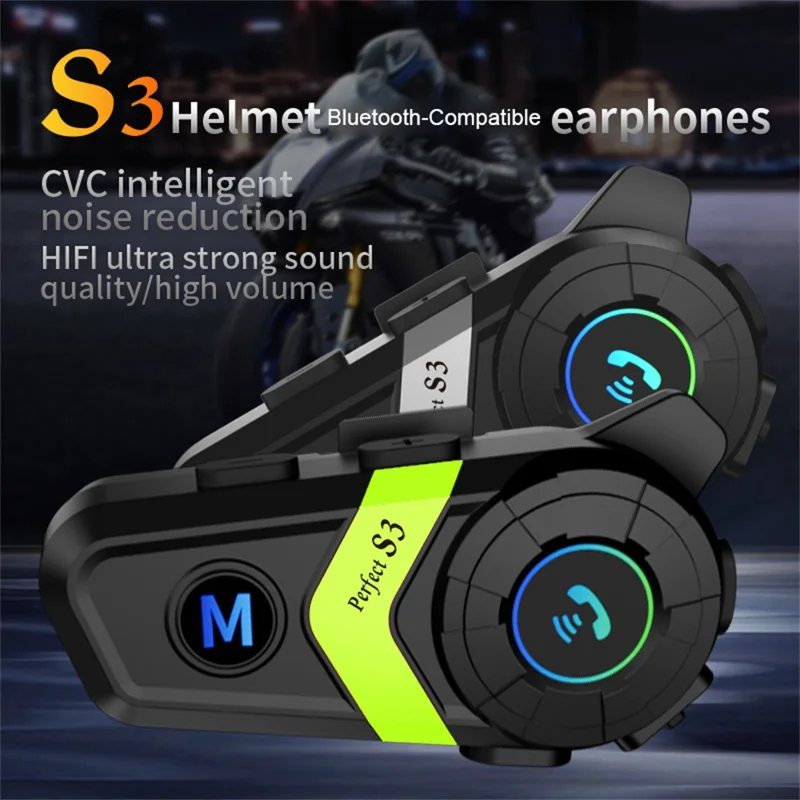 S3 Motorcycle Helmet Bluetooth-Compatible Headset Waterproof Wireless Earphones with 2 in 1 Soft and Hard Mic - Silver
