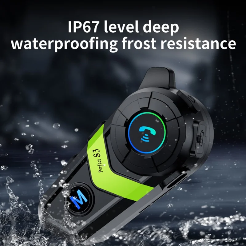S3 Motorcycle Helmet Bluetooth-Compatible Headset Waterproof Wireless Earphones with 2 in 1 Soft and Hard Mic - Silver