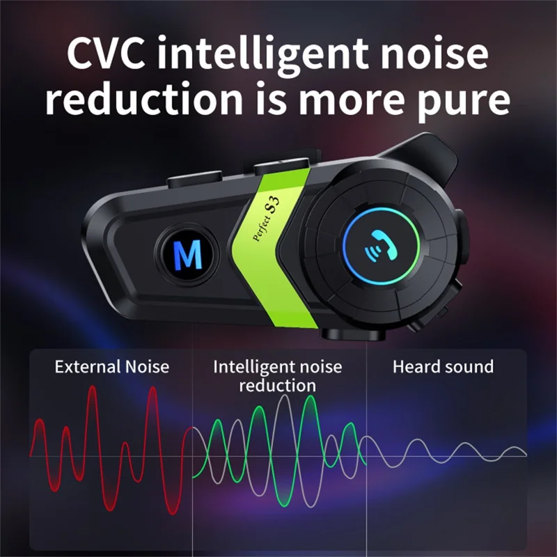 S3 Motorcycle Helmet Bluetooth-Compatible Headset Waterproof Wireless Earphones with 2 in 1 Soft and Hard Mic - Silver