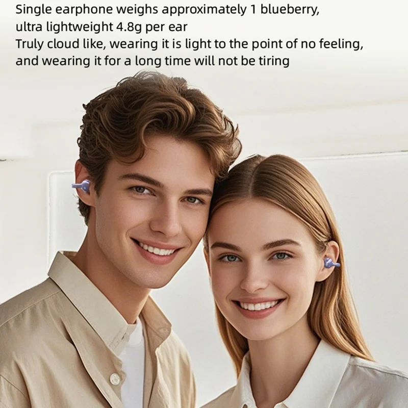 W19 TWS Bluetooth-совместимые 5.4 вкладыши для ушей Не вкладные клипсы для занятий спортом Беговые наушники - Белый