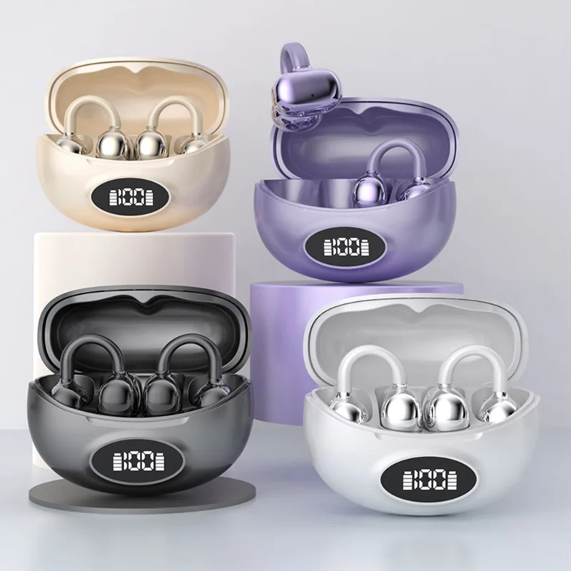 W19 TWS Bluetooth-совместимые беспроводные наушники 5.4 без вкладышей с креплением для спортивного бега - Хаки