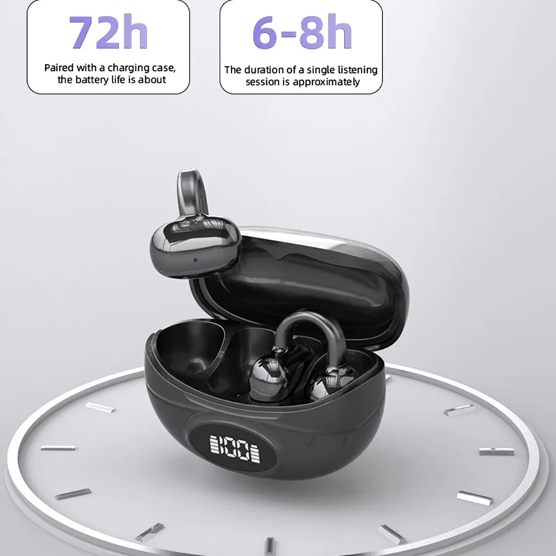 W19 TWS Bluetooth-совместимые беспроводные наушники 5.4 без вкладышей с креплением для спортивного бега - Хаки