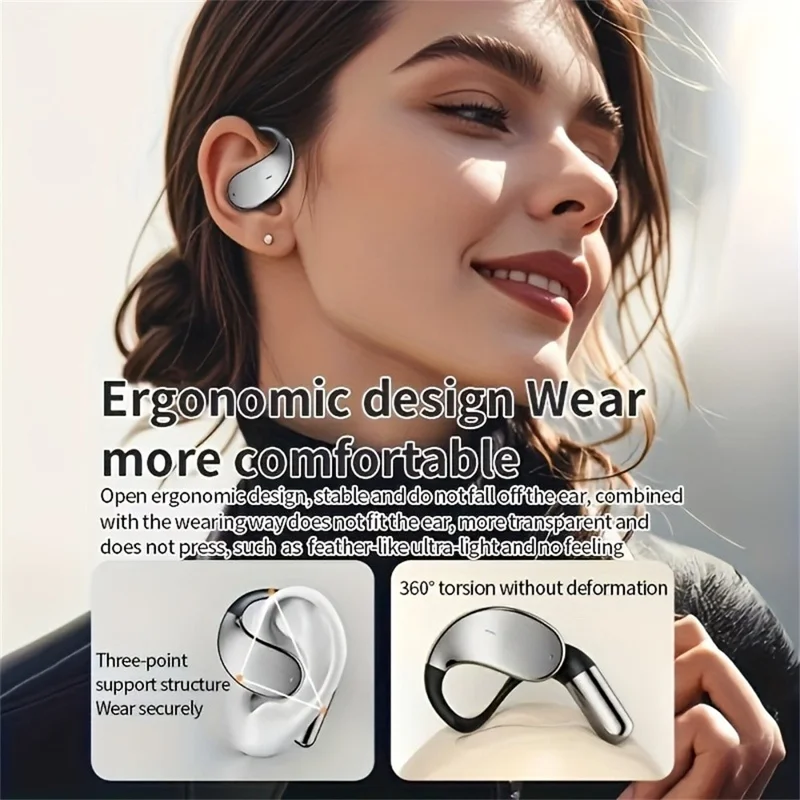 Q39 144 Languages Translation Earbuds HiFi Sound Open Ear Bluetooth-compatible Music Earphones - Nude