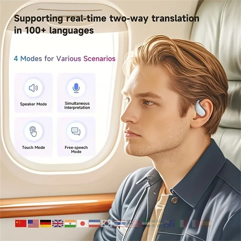 Q39 144 Languages Translation Earbuds HiFi Sound Open Ear Bluetooth-compatible Music Earphones - Nude