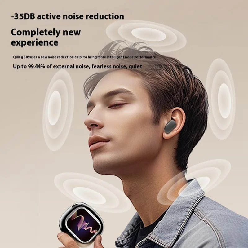 S09 Wireless Earbuds with Full Color Touch Screen Charging Case Noise Cancellation Bluetooth-compatible Headphones - Black