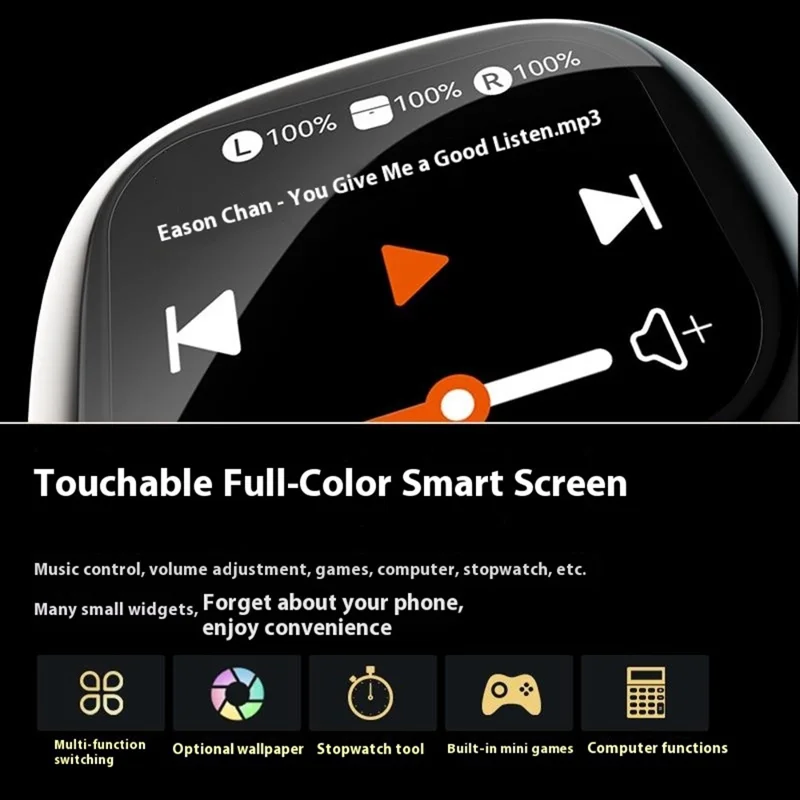 S09 Wireless Earbuds with Full Color Touch Screen Charging Case Noise Cancellation Bluetooth-compatible Headphones - White