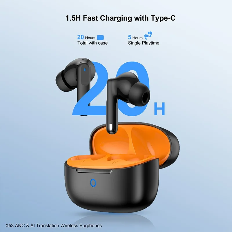 XUNDD X53 ANC Noise Cancellation TWS Bluetooth-compatible Earbuds 134 Languages AI Translation Earphones - White
