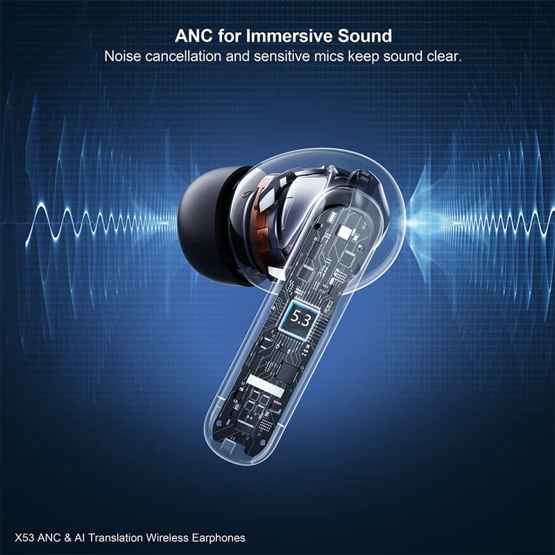 XUNDD X53 ANC Noise Cancellation TWS Bluetooth-compatible Earbuds 134 Languages AI Translation Earphones - White