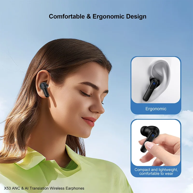 XUNDD X53 ANC Noise Cancellation TWS Bluetooth-compatible Earbuds 134 Languages AI Translation Earphones - White
