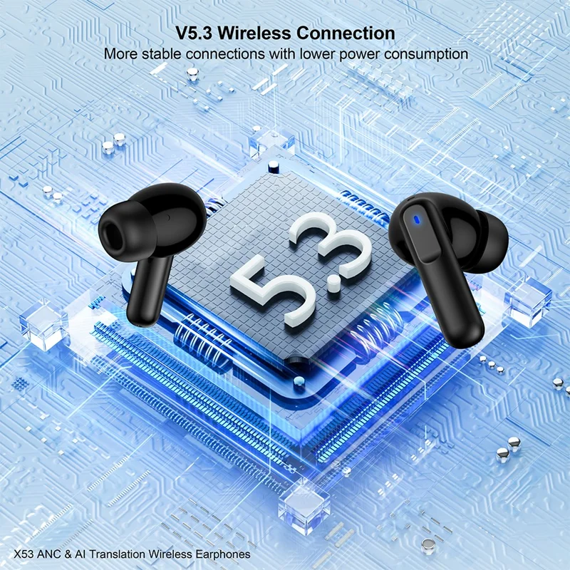 XUNDD X53 ANC Noise Cancellation TWS Bluetooth-compatible Earbuds 134 Languages AI Translation Earphones - White