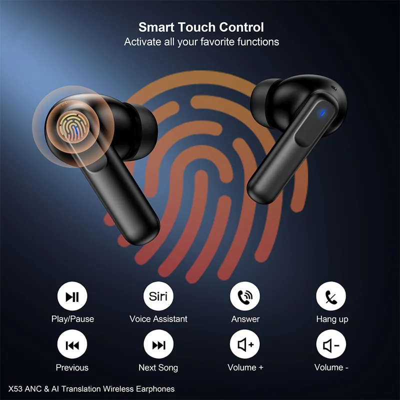 XUNDD X53 ANC Noise Cancellation TWS Bluetooth-compatible Earbuds 134 Languages AI Translation Earphones - White