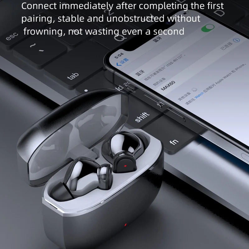 MAX60 Kabellose Bluetooth-kompatible Ohrhörer mit starkem Bass, aktiver Geräuschunterdrückung und CVC-Kopfhörer