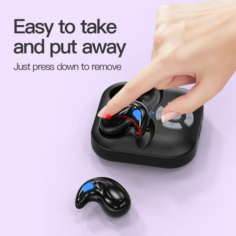 LY9 Mini Ultra Dünne Kabellose Schlaf-Ohrhörer Tragbare Haifischflosse Design Bluetooth-Kompatible Kopfhörer mit Armbanduhr-Riemen - Schwarz