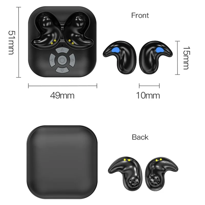 LY9 Mini Ultra Dünne Kabellose Schlaf-Ohrhörer Tragbare Haifischflosse Design Bluetooth-Kompatible Kopfhörer mit Armbanduhr-Riemen - Schwarz