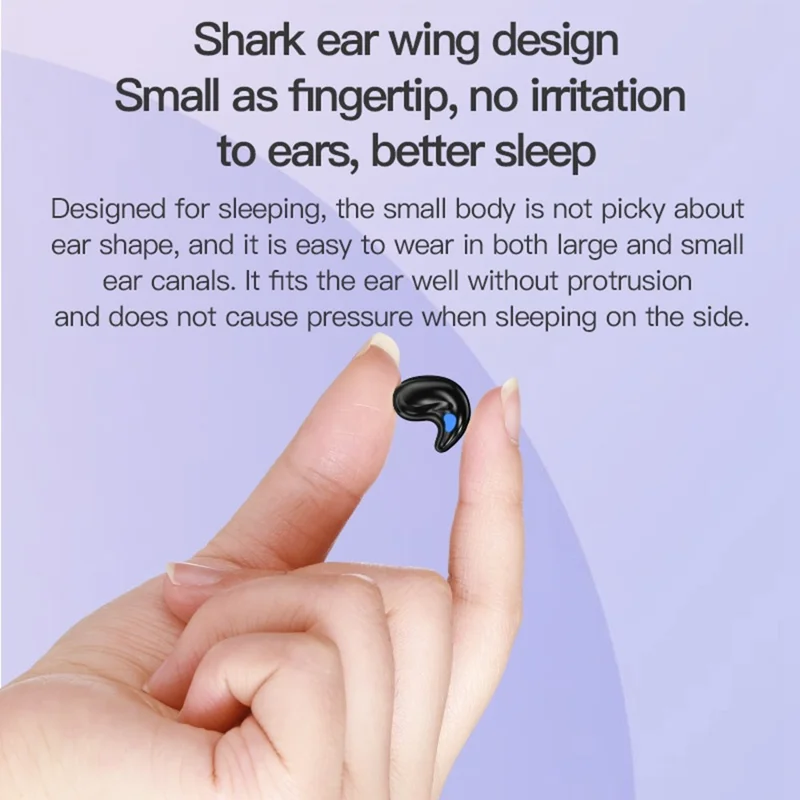 LY9 Mini Ultra Dünne Kabellose Schlaf-Ohrhörer Tragbare Haifischflosse Design Bluetooth-Kompatible Kopfhörer mit Armbanduhr-Riemen - Schwarz
