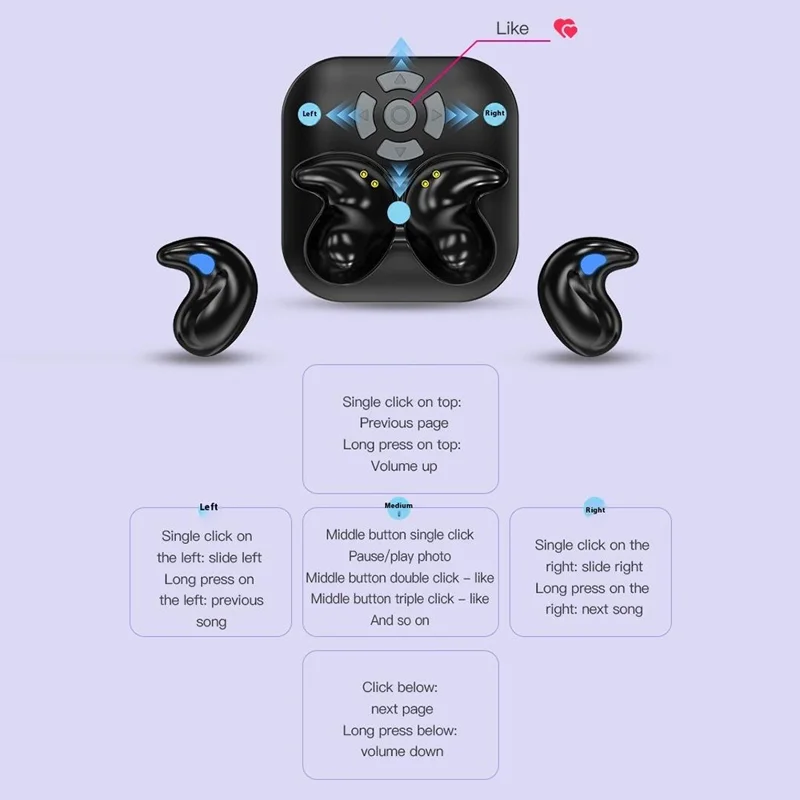 LY9 Mini Ultra Thin Wireless Sleep Earbuds Portable Shark Fin Design Bluetooth-Compatible Earphones with Watch Strap - Purple