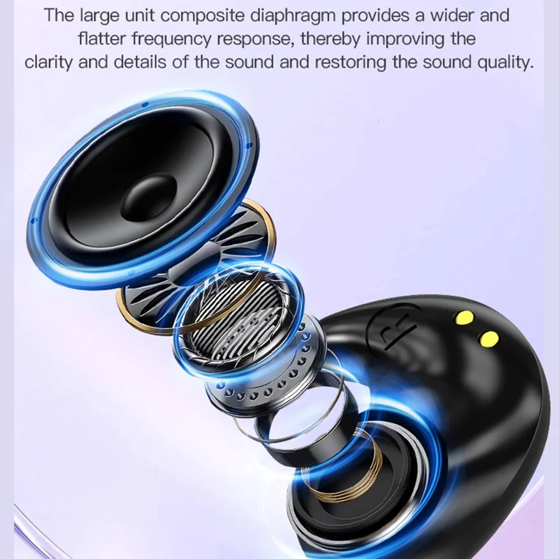 LY9 Mini Ultra Thin Wireless Sleep Earbuds Portable Shark Fin Design Bluetooth-Compatible Earphones with Watch Strap - Purple
