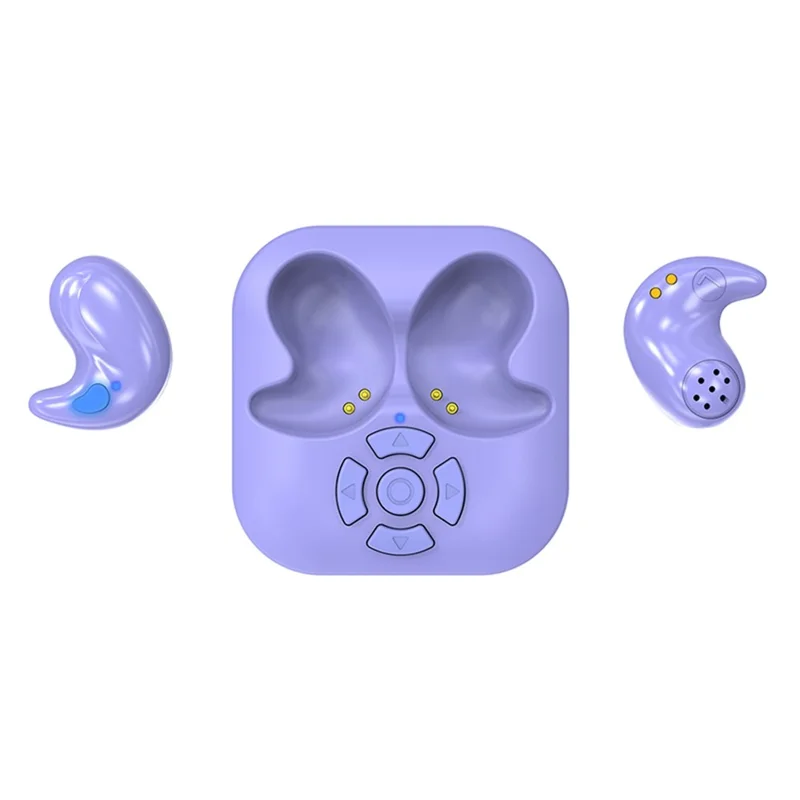 LY9 Mini Ultra Thin Wireless Sleep Earbuds Portable Shark Fin Design Bluetooth-Compatible Earphones with Watch Strap - Purple