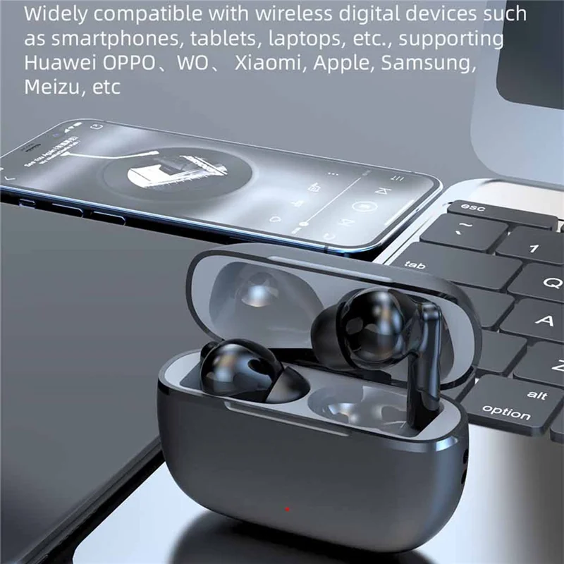 MAX50 Drahtloser Bluetooth-kompatibler Kopfhörer mit starkem Bass, aktiver Geräuschunterdrückung, CVC Musik-Gaming-Ohrhörer - Schwarz