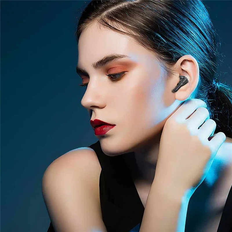 MAX50 Drahtloser Bluetooth-kompatibler Kopfhörer mit starkem Bass, aktiver Geräuschunterdrückung, CVC Musik-Gaming-Ohrhörer - Schwarz